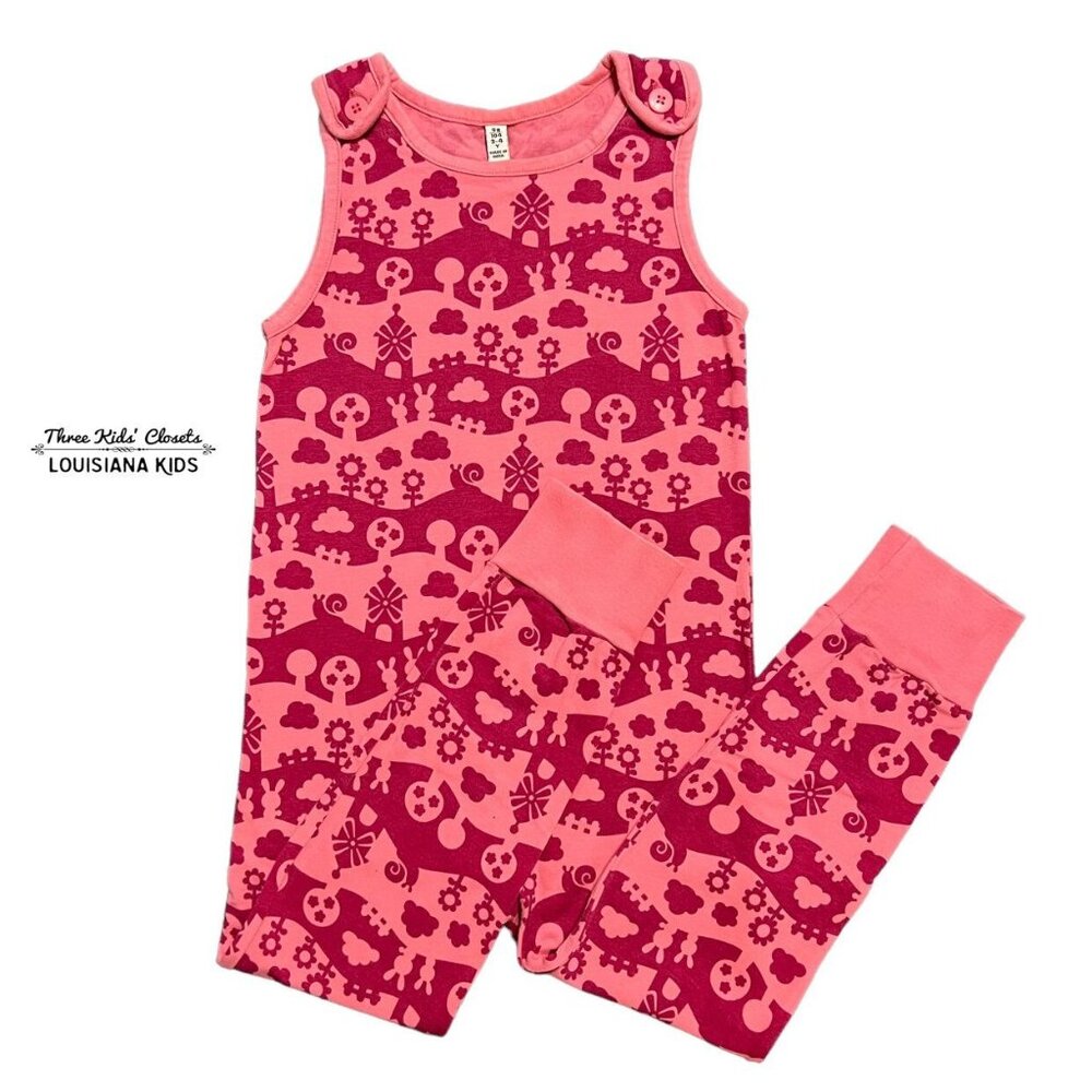 Maxomorra 3-4Y Organic Pink Farm Romper